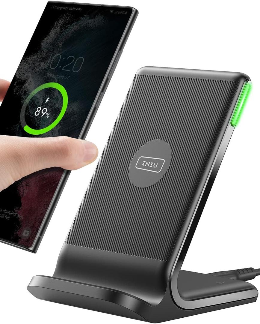 INIU Wireless Charger, 15W Fast Qi Certified Wireless Charging Station with Sleep-Friendly Adaptive Light Compatible with iPhone 16 15 14 13 Pro XS 8 Plus Samsung Galaxy S25 S24 S23 Note 20 Google etc (1 Pack, Black)
