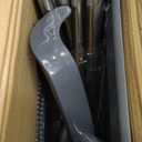 Stand-Up Broom Dustpan Combo - Long Handle with 3 Rows Dense Bristles for Multi-Scene Home/Office/Kitchen/Lobby/Shop, Indoor & Outdoor Cleaning (Black & Gray)