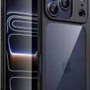 JETech Case for iPhone 17 Pro 6.3-Inch, Shockproof Phone Bumper Cover, Solid Color Matte TPU Frame, Anti-Scratch Clear Back (Black)