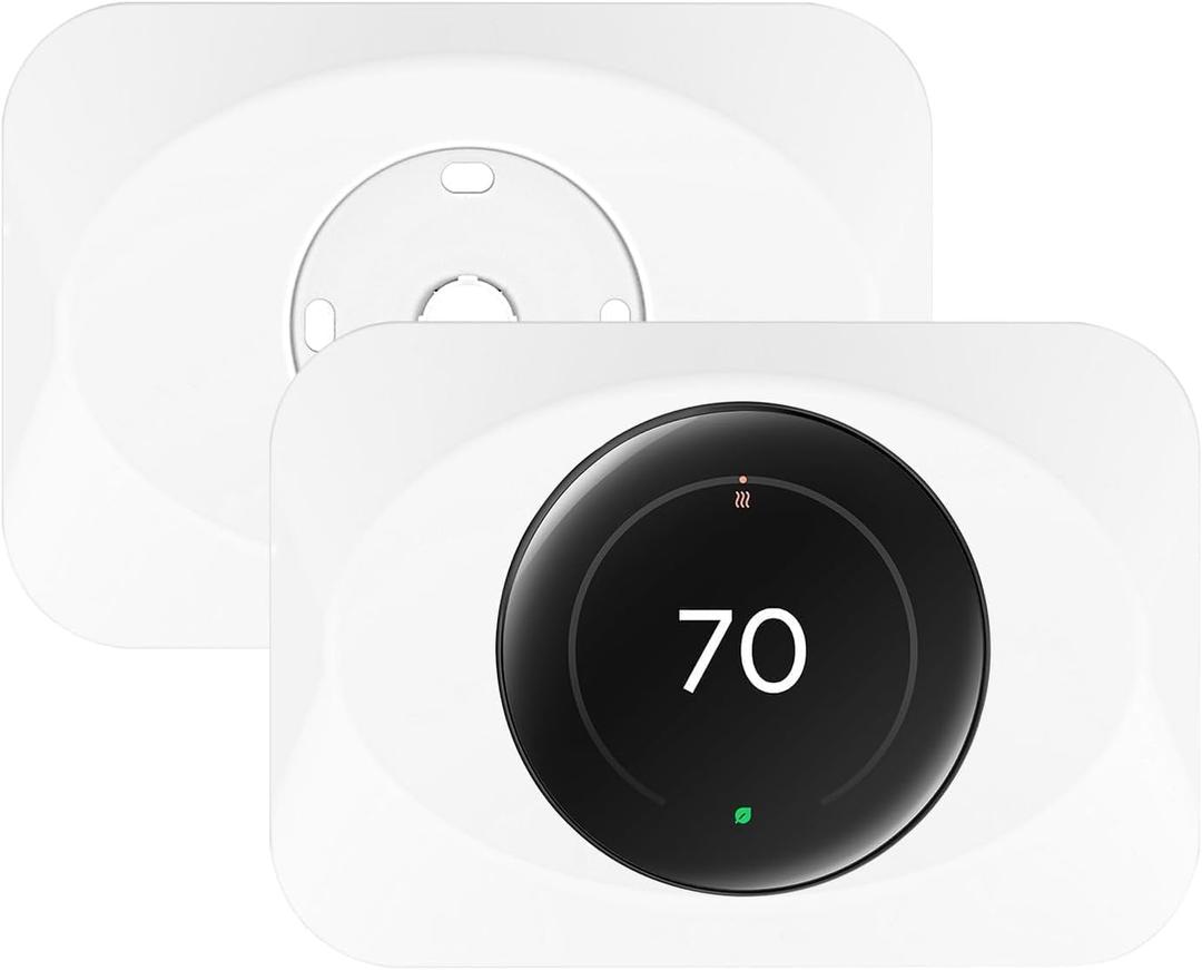 Wall Plate Cover Compatible with Google Nest Learning Thermostat (4th Gen), Practical Trim Kit for Nest Learning Thermostat 4, Snap fit Design (White, 2 Packs)