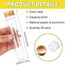 Dandat 50 Pcs 40 ml Clear Plastic Test Tubes with Screw Lids 1.1 x 5.5 Inch Halloween Candy Tubes Sample Powder Storage Container for Scientific Experiments Themed Birthday Party Supplies(Gold)