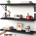 BAYKA Wall Mounted Floating Shelves, Wood Floating Wall Shelf for Books & Decor, Small Space-Saving Display & OrganizerBlack23inSet of 3, 23-inch Standard