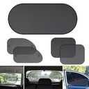 Flygun 5 PCS Car Rear Windshield Side Window Sunshade, 39.3" x 19.6" + 25.5" x 14.9" + 17.3" x 14.1" Mesh Heat Insulation Cover, Foldable Storage Interior Protector, Universal for Cars (Black #08)