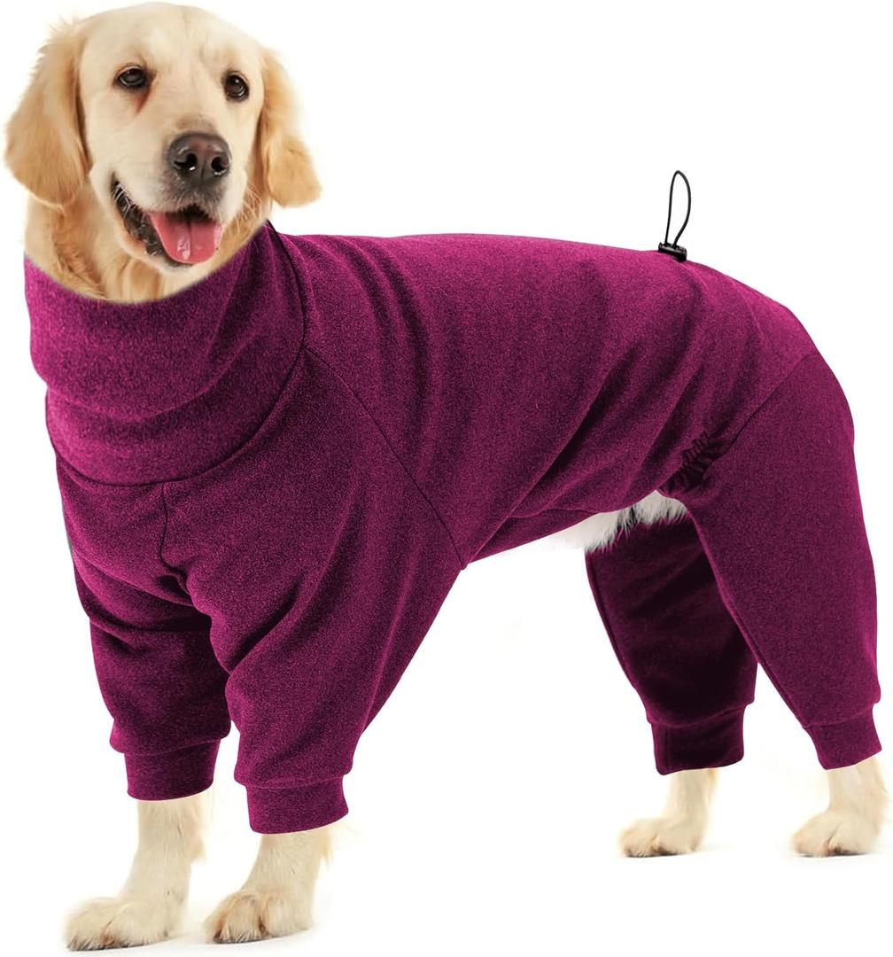 Dotoner Pullover Dog Sweater with Leash Hole - High Collar Cold Weather Vest for Large Dogs - Indoor & Outdoor Use (X-Large, Red)