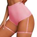 BZB Women's High Waist Yoga Shorts with Garters Booty Dance Cheeky Hot Pants Gym Workout Active Butt Lifting Sports Leggings (Medium, Pink)