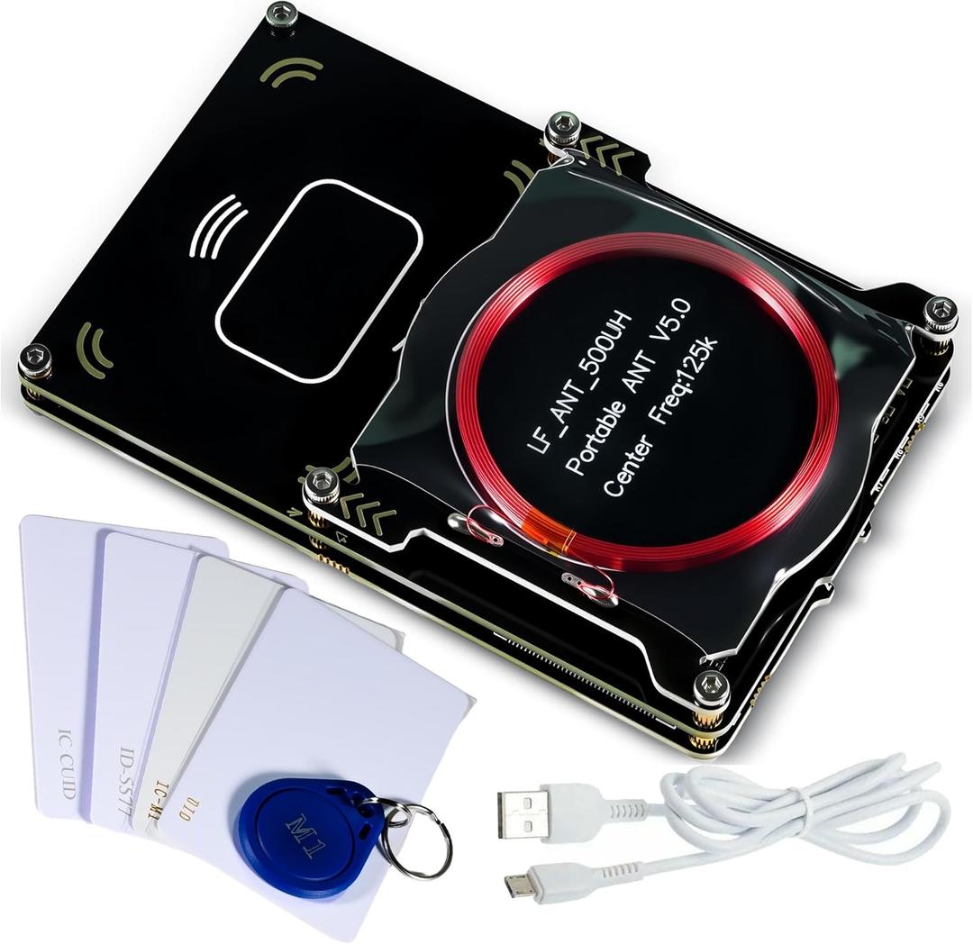 Proxmark3 RFID Card Reader Writer, Proxmark3 Easy V5.0 Memory IC ID Card Copier, 512M RFID Cloner with Integrated Antenna Decryptor, LF HF Frequency 125Khz 13.56Mhz