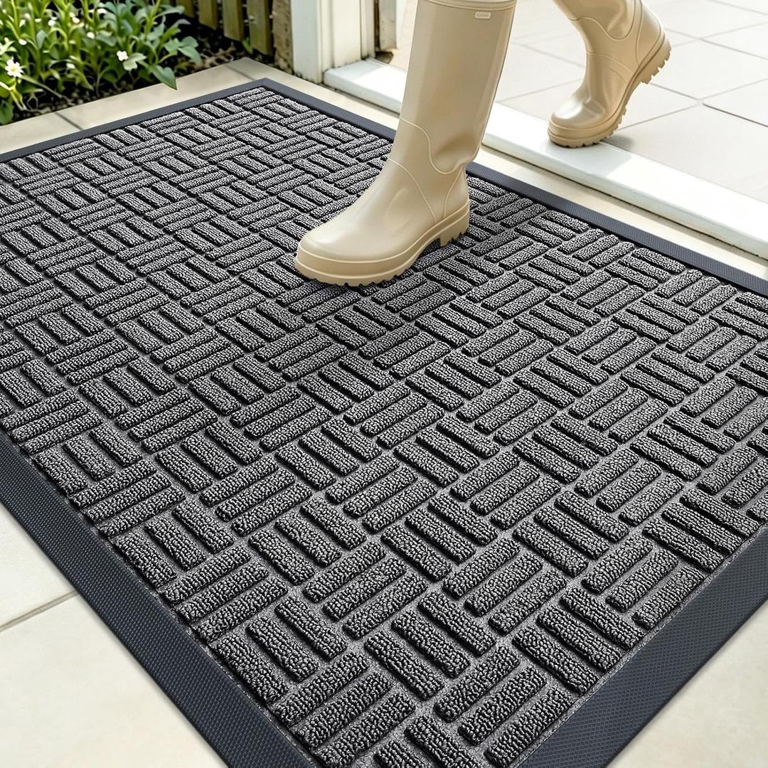OLANLY Front Door Mat Outside Entrance 35x23, Heavy-Duty Rubber Doormat