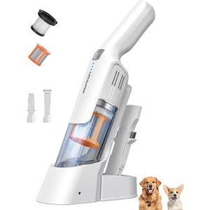 Aspiron Cordless Handheld Vacuum, 24KPA Powerful Car Vacuum, 2-Speed, 2 Charging Methods, Wireless Charger, Ergonomic Handle, Portable Rechargeable Vacuum Cleaner for Car, Home, Cream White