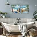 YUEYARIT Wall Decor Blue Ocean Beach Picture Canvas Print Art, 20"L x 20"W