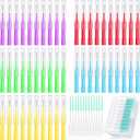 350 Pieces Braces Brush Interdental Brush Floss Brushes, Flosser Toothpick Oral Dental Hygiene Cleaners Soft Gum Picks Brow Brushes Dental Cleaners Tooth Cleaning Tool, Mixed Color