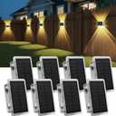 AUDLES Solar Fence Lights Outdoor, New Up Down Lighting Fence Lights Solar Powered with 3 Modes 3000K/4000K/6000K, IP65 Waterproof Solar Wall Light for Backyard Wall Pathway Deck Patio Decor - 8 Pack