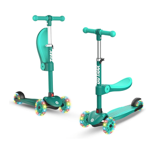 Gotrax KS3 Kids Kick Scooter, LED Lighted Wheels, Adjustable Height Handlebars and Removable Seat, Lean-to-Steer & Widen Anti-Slip Deck, 3 Wheel Scooter for Kids Ages 2-8 and up to 100 Lbs