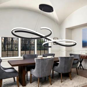 Large Led Chandeliers for Dining Room Light Fixture Modern Led Pendant Lighting for Kitchen Island Lighting with Remote, 59.05in