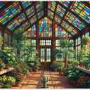 1000 Piece Jigsaw Puzzle for Adults - Stained Glass Garden Greenhouse 27.6 x 19.7in Mindful Brain Challenge & Artistic Home Decor for Family Gatherings