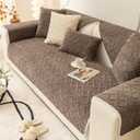 vctops Geometric Jacquard Plush Sofa Couch Covers Farmhouse Neutral Non Slip Sectional Couch Cover Soft Warm Sofa Slipcover for Dogs, Children, Pets Furniture Protector (Brown,28"x82")