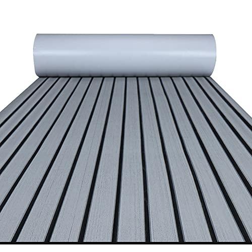 FOCEAN Boat Flooring EVA Foam Boat Decking Faux Teak Marine Flooring Marine Mat Sheet for Motorboat RV Yacht Kayak Surfboard, 94.5''x 15.7'', Grey with Black Lines