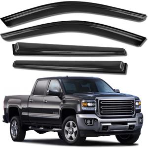 KYX Rain Guards for Car Windows, Outside Mount Window Visors Rain Guards Fit for 2019-2024 Chevy Chevrolet Silverado 1500/GMC Sierra 1500 Crew Cab, Extra Durable Window Deflectors, 4 Pieces 94805