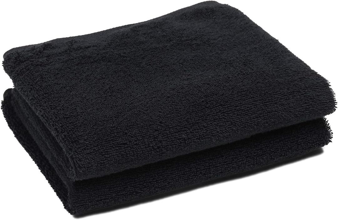 PERFEHAIR Black Salon Towels (2-Pack, 16 X 27 Inches)-Barber Hand Cotton Towel for Gym, Bath, Spa, Shaving, Shampoo