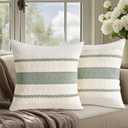 DUZXLCQ Throw Pillow Covers 18x18 Inch Pack of 2 Boho Decorative Pillow Cases Cushion Covers for Living Room Bedroom Couch Farmhouse Decorative Cushion Case Bohemian Home Decor Sage Green