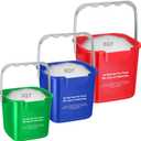 LemonRoad 3 Pcs Cleaning Bucket Small Sanitizing Square Bucket Multi-Size 3+6+8 Quart Detergent Pail for Home Commercial Restaurant Kitchen Office School Wash Rinse Sanitize Handwash(Red,Green,Blue)