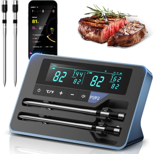2025 AI Wireless Meat Thermometer, Smart Bluetooth Meat Thermometer Digital, ±0.5°F High Accuracy, Grill Temperature Probe for BBQ, Grilling, Smoker, Oven, Cooking, Air Fryer, 2 Probes