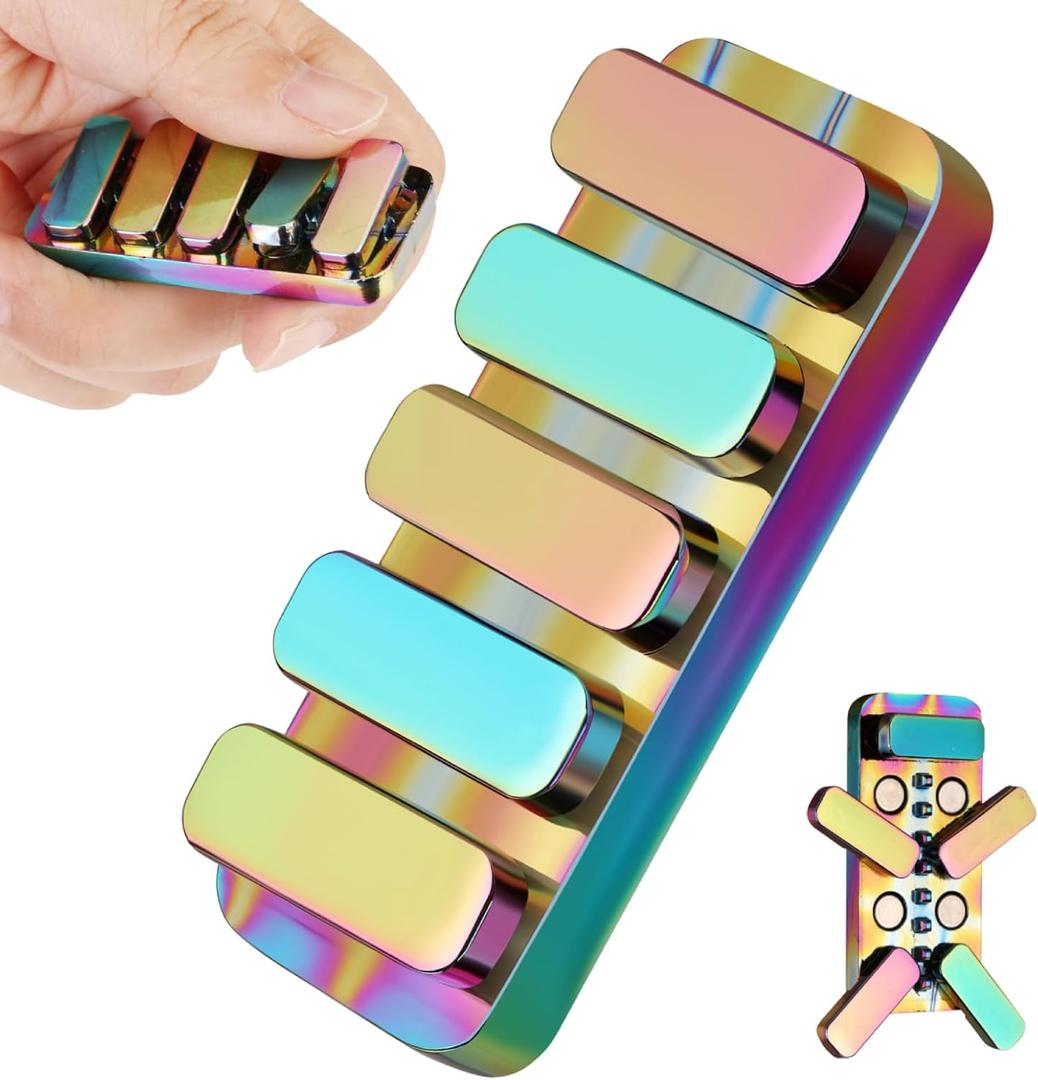 Fidget Toys for Adults, Metal Fidget Slider EDC Magnetic Haptic Fidget Clicker with 3 Noise Levels, Loud-Quieter-Quiet Adults Fidget Toy, Office Class Desk Magnetic Toys, Relief Stress and Anxiety