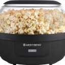 West Bend Stir Crazy Hot Oil Popcorn Popper, Popcorn Maker Machine with Large Serving Bowl Lid and Stirring Rod, 6 Qt, Black