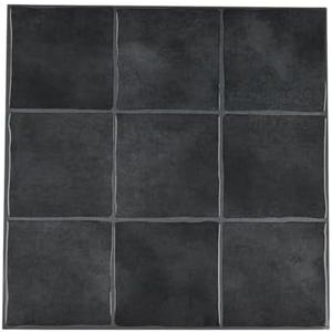 Zaida Black Peel and Stick Backsplash Tiles, 10-Sheet Spanish Handmade Glossy Tile for Kitchen, Self Adhesive Wall Tile with Thin & Lightweight Design (12" × 12",10 sq.ft)