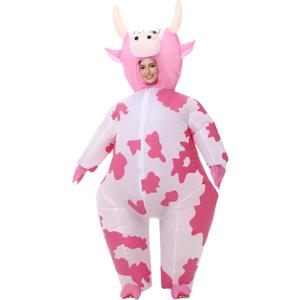Inflatable Cow Costume Blow up Costume for Cosplay Party Festival Halloween Parade Carnival Suit Jumpsuit (Small (110cm-135cm), Pink)
