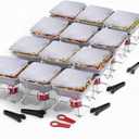 Alpha Living 12 Pack - Disposable Chafing Dish Buffet Set, Welded Body Food Warmers for Parties, 2hr Fuel Cans Complete Set, Half Size Pans, Warming Trays
