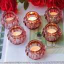 Woho 12pcs Rose Gold Tea Lights Candle Holder for Wedding Party, Glass Tealight Candle Holder for Valentines Day Decor, Votive Candle Holders for Home Decor