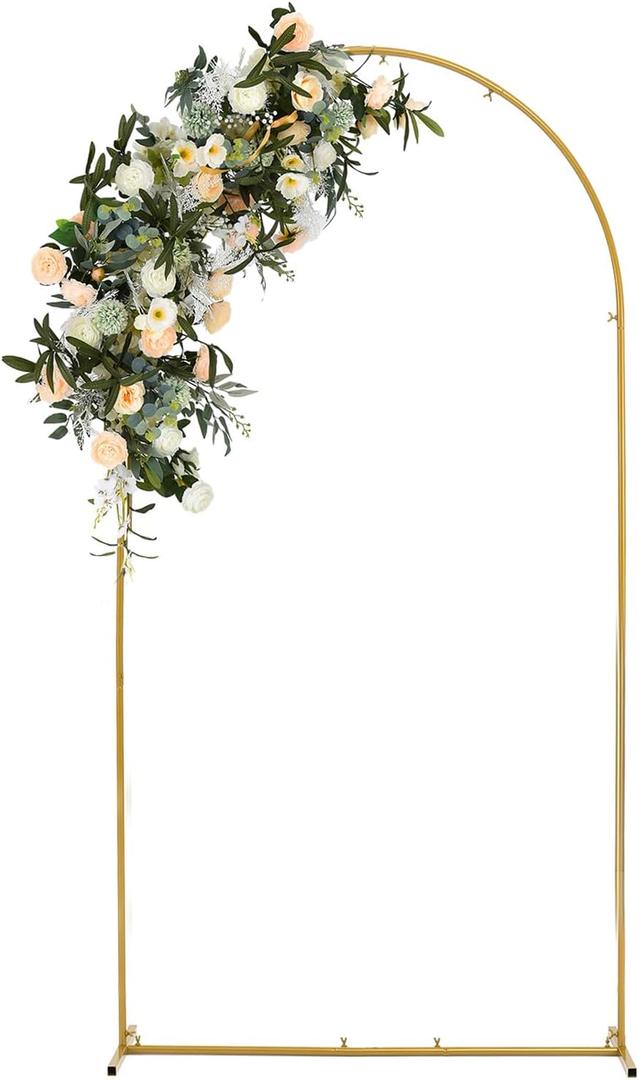 Vincidern 6.6 FT Wedding Arch Backdrop Stand for Parties, Balloon Arch Stand, Wedding Arches for Ceremony, Metal Arch Backdrop Stand for Bridal Baby Showers, Birthday Party Decoration Door Frame Gold