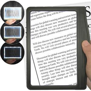 MagniPros 3X Large Ultra Bright LED Page Magnifier- 12 Anti-Glare Dimmable LEDs, Provide More Evenly Lit Viewing Area, Relieve Eye Strain|for Reading Small Prints & Low Vision
