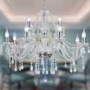 Silver Color Luxurious Candle Crystal Chandelier, 15 Lights K9 Modern Crystal Chandelier for Dining Room, Glass Ceiling Pendant Lamp for Living Bedroom Lighting Hall Balcony. (15 Lights, Silver)