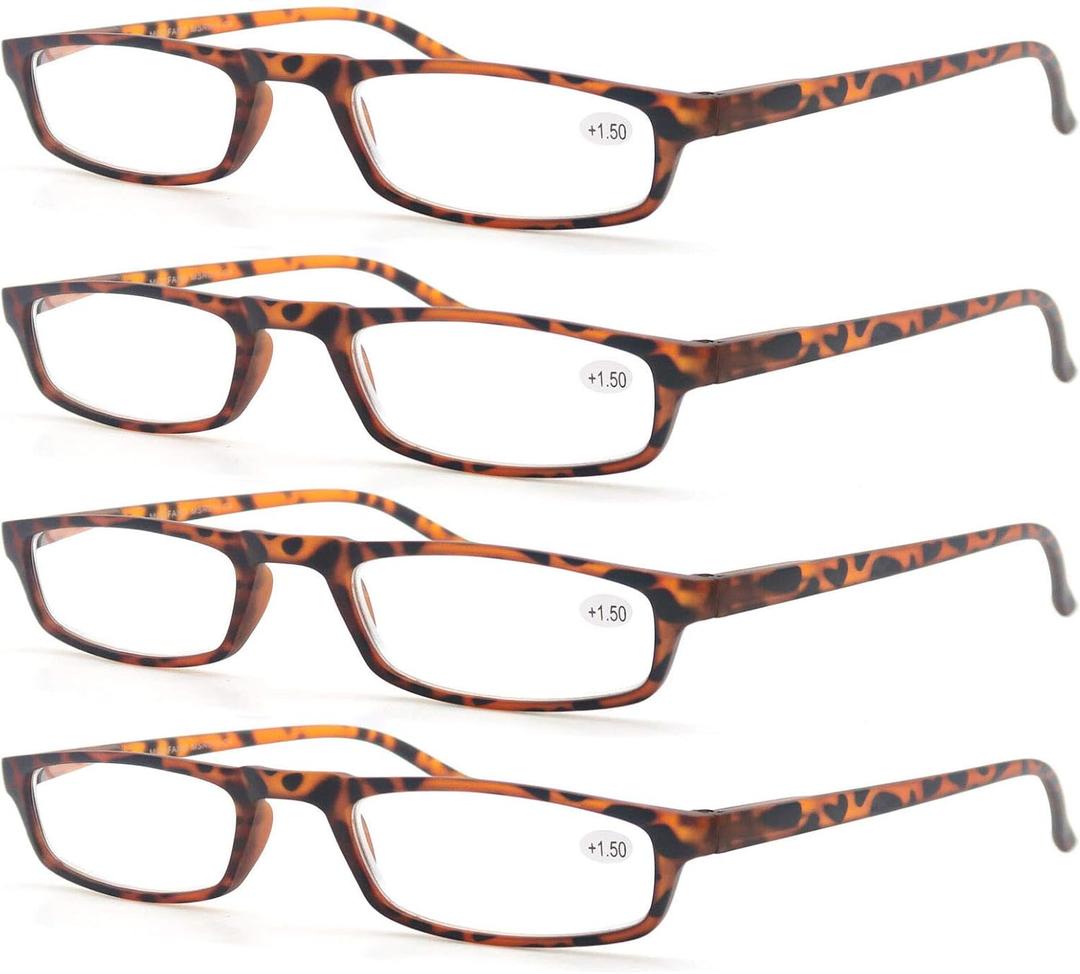 MODFANS Reading Glasses Demi +1.5-4 Pairs Fashion Readers Narrow Frame Spring Hinge for Men Women
