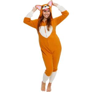Funziez! Slim Fit Adult Onesie - Animal Costume - Plush Unisex Christmas One Piece Cosplay Suit for Women and Men (Medium, Corgi)