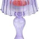 Gurfuy Desk Lamp Shaped Glass Candle Holder - Glass Hurricane Candleholder Crystal Decorative Candle Stand for Table Wedding Dinning Centerpieces Party Supplies Decor Purple
