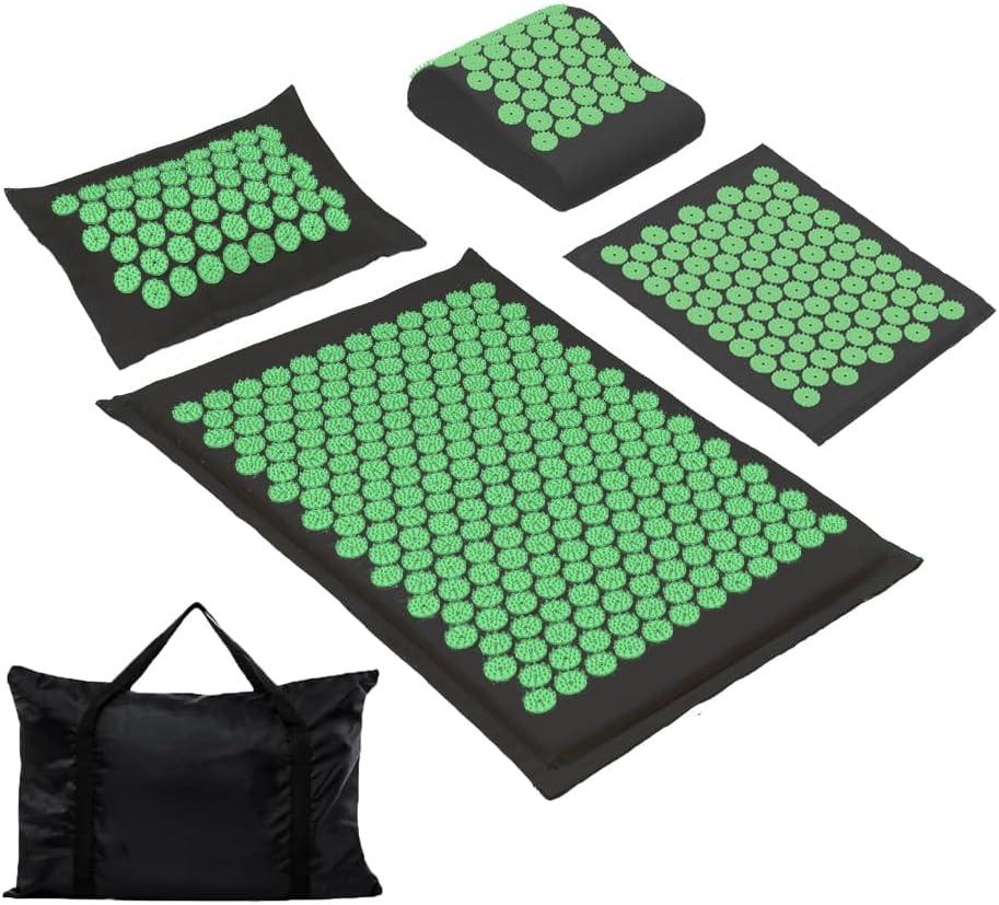 XiaoMaGe Acupressure Mat and Pillow Set with Carrying Bag - Acupuncture Mat for Neck & Back Pain Relief - Foot Manual Massager - Naturally Relaxation Gift - Stress Relief Massage Mat (Black) XiaoMaGe Acupressure Mat and Pillow Set with Carrying Bag - Acupuncture Mat for Neck & Back Pain Relief - Foot Manual Massager - Naturally Relaxation Gift - Stress Relief Massage Mat (Black)