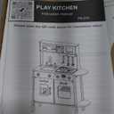 INFANS Kids Kitchen, Wooden Pretend Playset with Adjustable Heights Realistic Sounds Ice Maker Microwave Oven, Toddler Cooking Toy Gift for Boys Girls Aged 3+