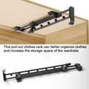 Heavy Duty Extendable Pull Out Closet Rod - Sliding Wardrobe Closet Rod for Increased Storage Space - Hanging Rod Ideal for Clothes, Towels and More - Neat Closet Storage (20 inch)