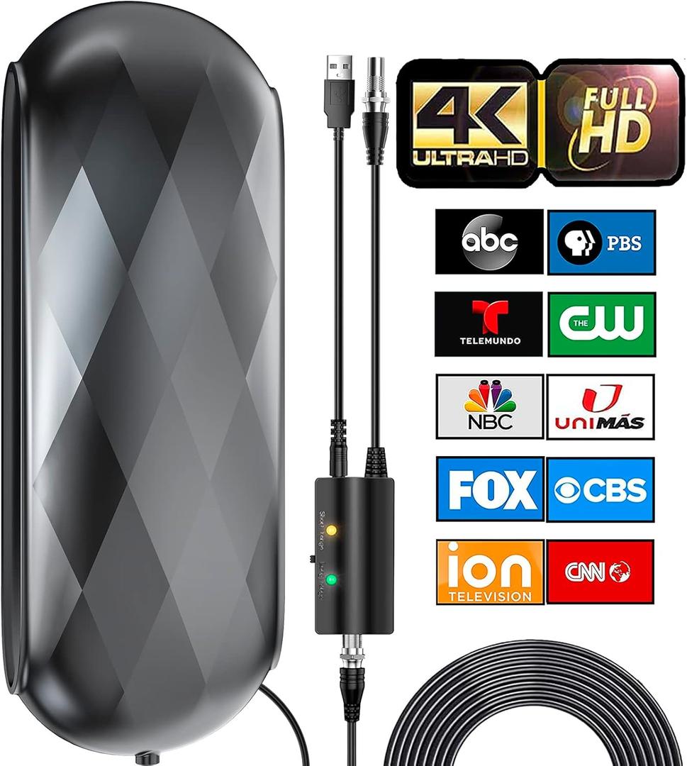 2026 TV Antenna Indoor, 2900+ Miles Long Range Digital Antenna for Smart TV Outdoor, HDTV Antennas Local Channels with Amplifier Signal Booster Support 8K 4K 1080p- 38ft Cable