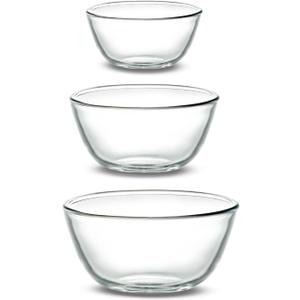 Small Borosilicate Glass Bowls Set (17, 27, 37 oz) - Oven, Microwave, Dishwasher & Freezer Safe. Lead-Free, Sturdy & Stackable Nesting Bowls for Meal Prep, Oatmeal, Dessert & Moreset of 3