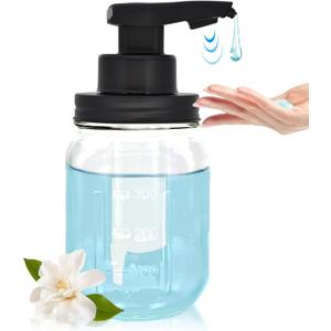12 oz Automatic Touchless Glass Soap Dispenser, Rechargeable Hands Free Liquid Mason Jar Soap Dispenser with Electric Sensor Pump, Refillable Lotion Bottle for Bathroom Kitchen Dishwashing Countertop (Auto Liquid)
