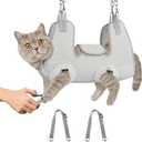 Supet Cat Grooming Hammock Harness for Nail Trimming, Cat Grooming Hanging Sling for Nail Clipping, Pet Restraint Holder for Cutting Nails, Medicine, Ear & Teeth Cleaning, Eye Care (Grey L)