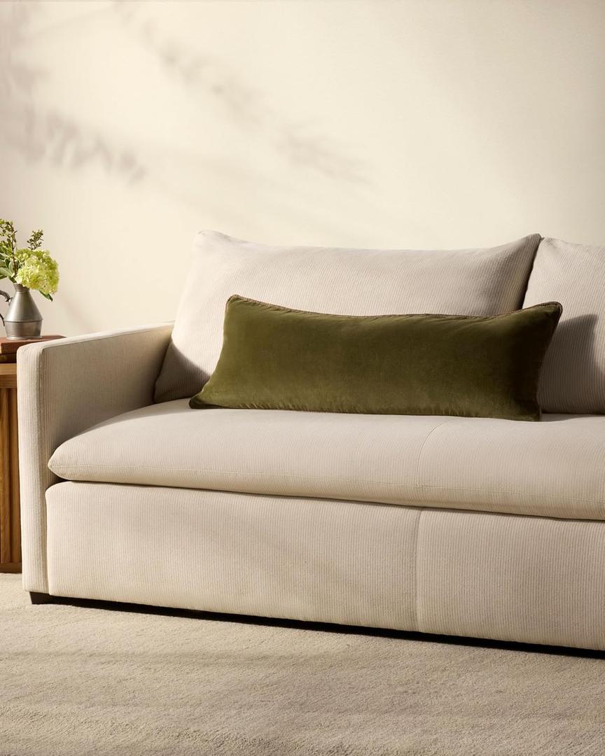 Loloi Chris Loves Julia Liza Collection PCJ0020 Dark Green 13'' x 35'' Cover Only Pillow