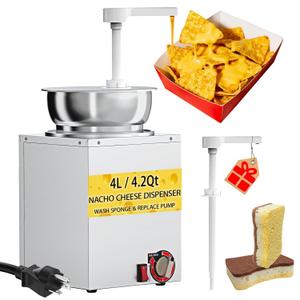 Cheese Warmer Dispenser with Pump,Nacho Cheese Warmer with 4L/4.21 Qt Capacity,Electric Hot Fudge Dispenser 650W,86-194 F Temp Adjustable Stainless Steel Hot Cheese Dispenser