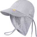 Baby Sun Hat with Breathable Mesh, Neck Flap Infant Unisex Boys Girls Toddler UPF 50+ Summer Beach Swim Adjustable (Gray)