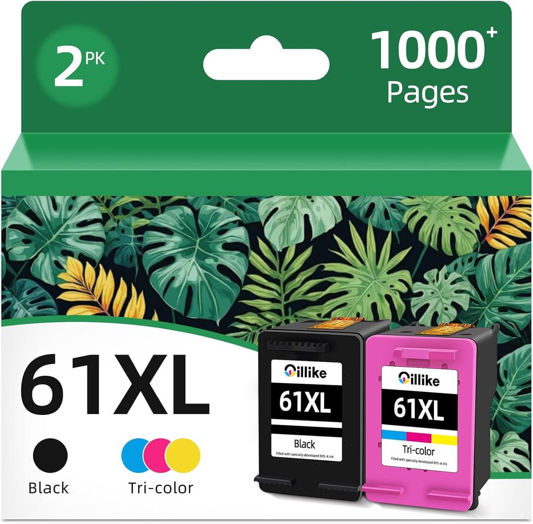 61XL Ink Cartridge Combo Pack Black Color Replacement for HP 61 Ink for HP Ink 61 XL HP61 HP61XL Work with Envy 4500 5530 4630 4502 2540 4635 4632 1510 1512 1000 1010 4501 3510 3050 5535 2542 Printer