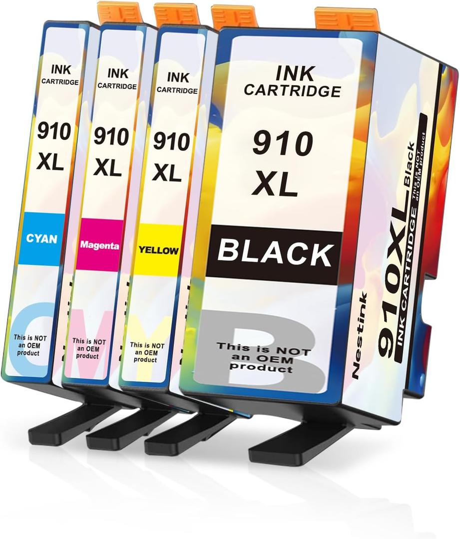 910XL Ink Cartridges Combo Pack Replacement for HP Ink 910 XL Compatible with OfficeJet Pro 8020 8025 8028 8035 8030 8010 8015 8018 8022 Printer (1 Black,1 Cyan,1 Magenta,1 Yellow)