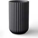 Kante Tall Fulted Planter, 17.7 Inch Tall Round Concrete Plant Pots with Drainage Hole and Rubber Plug, Modern Decor for Indoor Outdoor Plants, Flower, Black